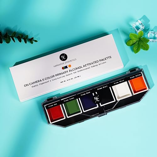 Narrative Cosmetics 6 Color On Camera Primary Alcohol Activated Makeup Palette - Waterproof Makeup for Professional Makeup Artists