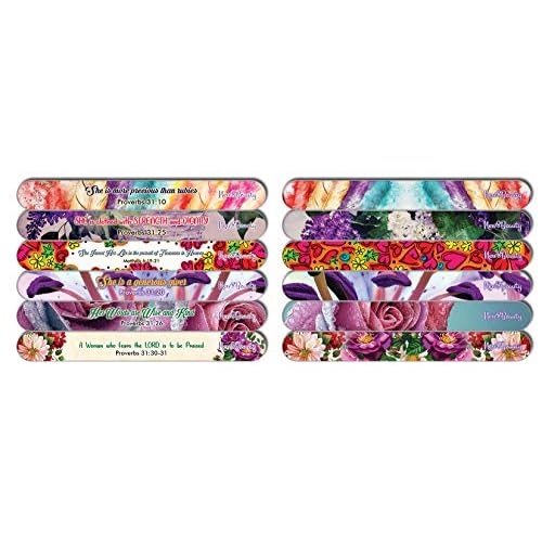 Christian Emery Board - Virtuous Woman (24-Pack) - Best for Manicure Pedicure - Nail Salons Nail Care Nail Spa - Great Gift Ideas