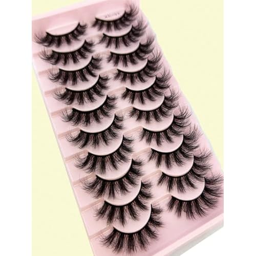 DIY Eyelash 10 Pairs 3D Imitation Mink False Eyelashes - Natural Thick Fluffy Dramatic Lashes, Lightweight Reusable Eyelash Extensions for Sensitive Eyes, Daily/Party Makeup (XK43)