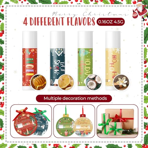 Lounsweer 48 Set Christmas Lip Balm Bulk Gifts Adult Christmas Party Favors Xmas Ball Style Lip Balm for Party Staff Coworker
