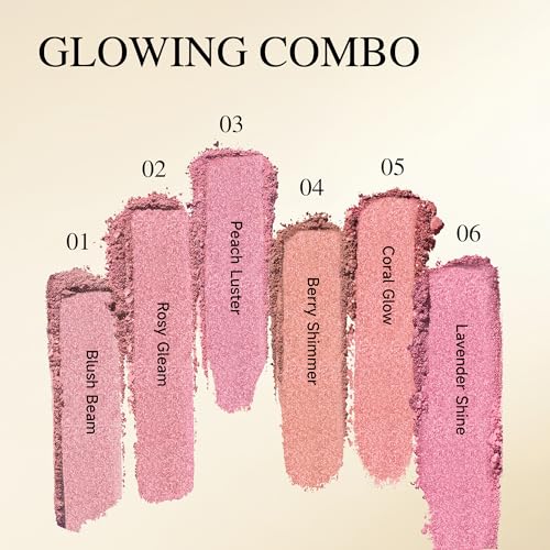 PHOFAY Luminous Blush Powder-Multi-Use Formula,Ultra-Fine & Smooth,Baked Blush for Cheeks Lightweight & Brighten Powder Blush Makeup Buildable Color,Long-Lasting Wear with Natural Luminous Glow (02#)