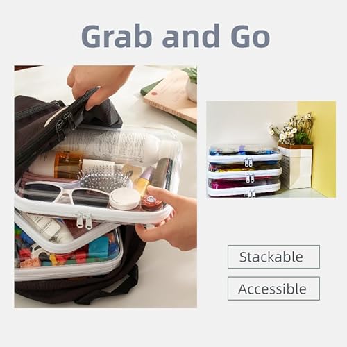 3-Pack Large Minus Clear Hard Shell Zipper Pouches, Clear Zipper Bags, Hard Case Pouches for Purse & Diaper Bag Organizer,and Travel Essentials£¨3L-£©
