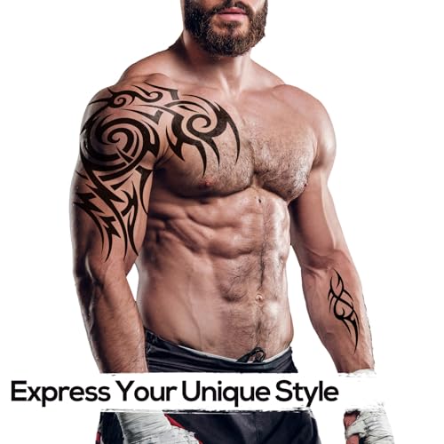 8-Sheet Waterproof Temporary Tattoos - Large Realistic Body Art for Men Women - Premium Fake Tattoo Stickers for Concerts & Beach Parties