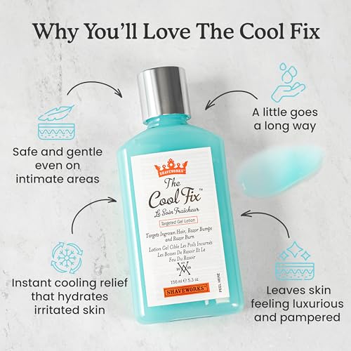 Shaveworks The Cool Fix Aftershave for Women: Pubic Hair Removal, Razor Bumps, Razor Burns, Ingrown Hair Treatment ? After Shaving Post Waxing Bikini Area Moisturizing Skin Care Gel 5.3 Fl Oz