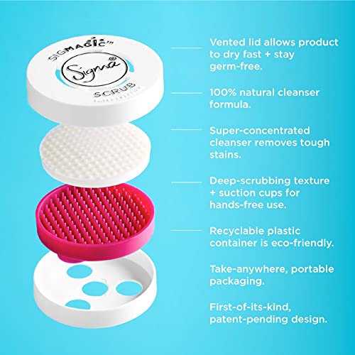 Sigma Beauty Portable 2-in-1 SigMagic Scrub ? Solid, Professional Grade Makeup Brush Cleaner with Silicone Texture to Quickly and Effectively Remove Makeup Residue & Build Up on Makeup Brushes (1pc)