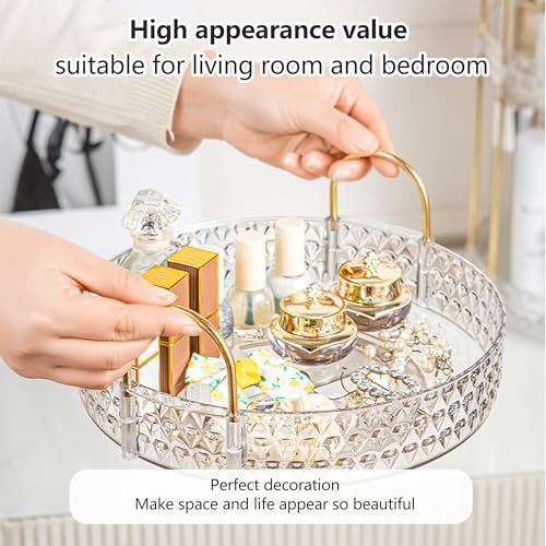 360¡Æ Rotating Cosmetic Display Case, 2-Tier Large Capacity Makeup Organizer for Bathroom Counter or Vanity, Clear White Acrylic Storage Rack for Skincare, Perfume and Beauty Essentials