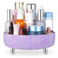 Honeydak Bling Perfume Makeup Organizer Bling Valentine's Day Mother's Day Gifts for Women Rhinestone Bathroom Organizers and Storage 360 Rotating Makeup Organizer for Countertop(Purple,Rhinestone)