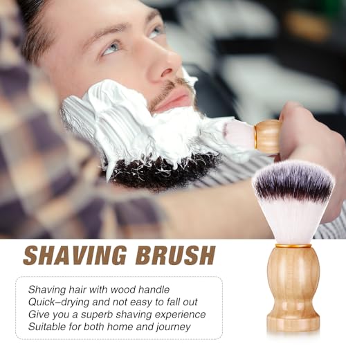 2 Pack Men Shaving Brush,Wet Shave Using Cream & Soap Synthetic Hair Tool with Hard Wood Handle Synthetic Travel Paint Brush for Men Valentine Gifts Hair Salon Tool Home(Brown,Classic)