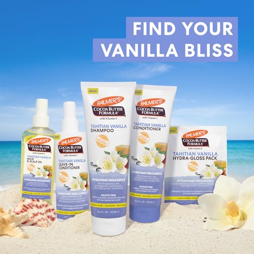 Palmer's Cocoa Butter Formula, Tahitian Vanilla Hair Shampoo,(10.6 Fl Oz), Hydrating & Moisturizing Shampoo with Vitamin E & Acacia Honey for Shine, Smoothness & Frizz Control, All Hair Types