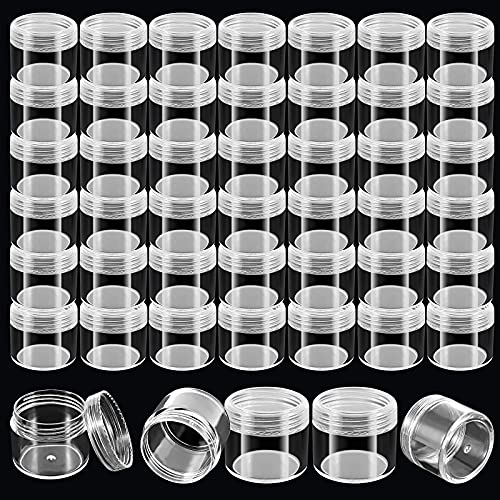 HOIGON 96 Pieces 20g 20ml Clear Plastic Sample Containers, Leak-Proof Round Plastic Cosmetic Containers with Lids, Clear Plastic Pot Jars for Creams, Lotions, Makeup, Colored Acrylics