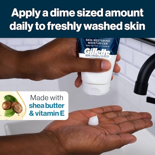 Gillette SkinGuard Face Moisturizer for Men, 3.4 oz Skin Restoring Moisturizer with Shea Butter and Vitamin E (Pack of 2)