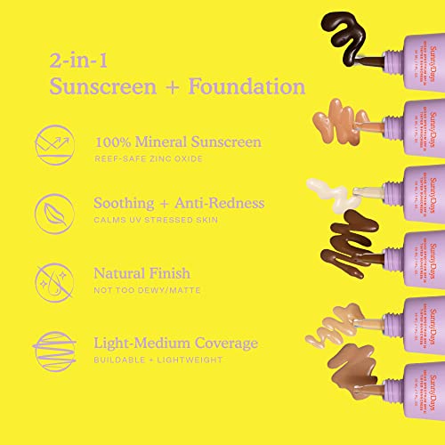 Tower 28 SunnyDays SPF 30 Tinted Moisturizer - 2-in-1 Buildable Coverage Foundation + Mineral Sunscreen for Face - Zinc Oxide, Aloe & Prickly Pear for Sensitive Skin - 15/Light Warm (1 oz)