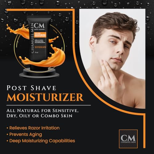 Anti Aging Daily Aftershave for Men - All Natural Mens Face Cream and Moisturizer with Argan, Shea & Aloe Facial Fuel for Sensitive, Dry, Oily or Combo Skin, 2.6 oz (Pack of 2)