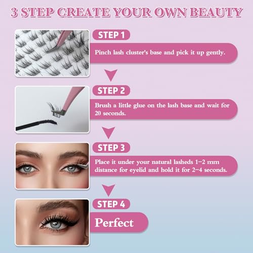 Fox Eye Lash Clusters Wispy: Natural Left & Right Individual Lashes 60 Pcs DIY Eyelash Extensions 9-13mm Cluster Lashes