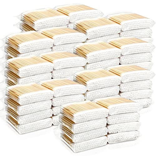 10000 Pcs Double Round Cotton Swabs with Wooden Sticks Bulk Cotton Buds Travel Size Ear Swabs for Ears Makeup Daily Cleaning Pet Care Arts Crafts