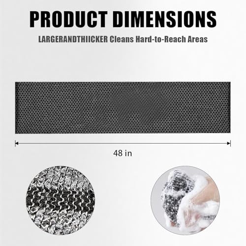 Blissal Exfoliating Shower Towel 47", Premium Scrub Wash Cloth for Body Face, Blissal exfoliating Towels-Body Scrubber with 2 Sides for All Skin Types (Black)