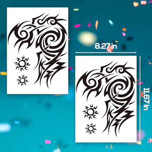 2 Sheets Large Totem Temporary Tattoos for Men and Women Waterproof Full Arm Fake Tattoo Stickers Realistic Body Art for Adults Shoulder Chest Back