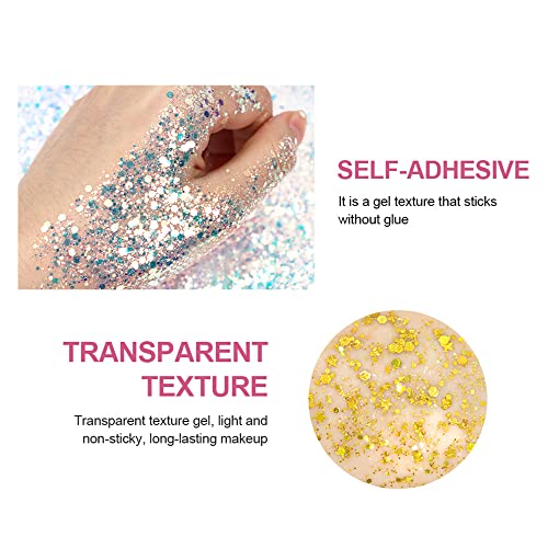 MAEPEOR Chunky Face Body Glitter Gel 19 Colors Mermaid Sequins Holographic Body Glitter Gel Long-Lasting Festival Makeup Glitter Paint for Face Body Hair Nails (30g, 08 Red)