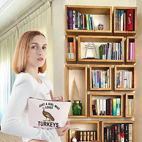 LEVLO Turkeys Animal Cosmetic Make Up Bag Turkey Lover Gift Idea Just a Girl Who Loves Turkeys Makeup Zipper Pouch Bag (Who Loves Turkeys)