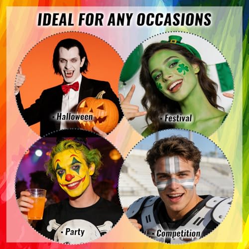 White Face Body Paint, Water Based Foundation, Full Coverage Vegan Halloween Makeup Paint for Goth Skeleton Mime Ghost Clown Zombie Skull Vampire SFX Makeup Cosplay Party Stage Film, 0.88oz