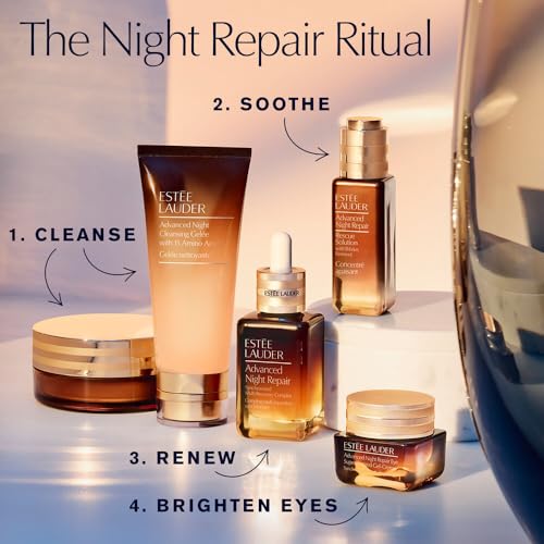 Est?e Lauder Advanced Night Repair 3 Step Travel Size Essentials Set ? Advanced Night Repair Gel?e Foaming Face Wash Cleanser 1 Fl Oz, Serum 0.24 Fl Oz, Eye Gel Cream 0.17 Fl Oz with Hyaluronic Acid