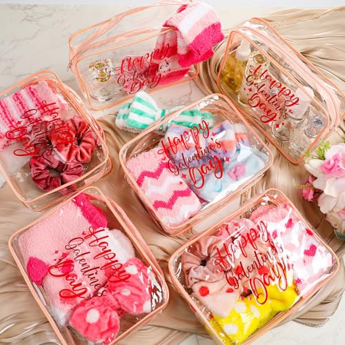 24 Pcs Galentines Day Party Favors Valentine Gifts Bulk BFF Gift Idea for Women Coquette Party Supply Galentine Socks Bestie Headband Scrunchies Pink and Red Bag for Friend Gathering Pool Day Birthday