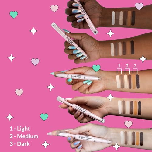 KimChiChic Beauty Effn Sculpt Dual-Ended Highlight & Contour Stick, Creamy & Blendable Formula with Mango Seed Butter, Vitamin E & Sweet Almond Oil, Cruelty-Free, Light