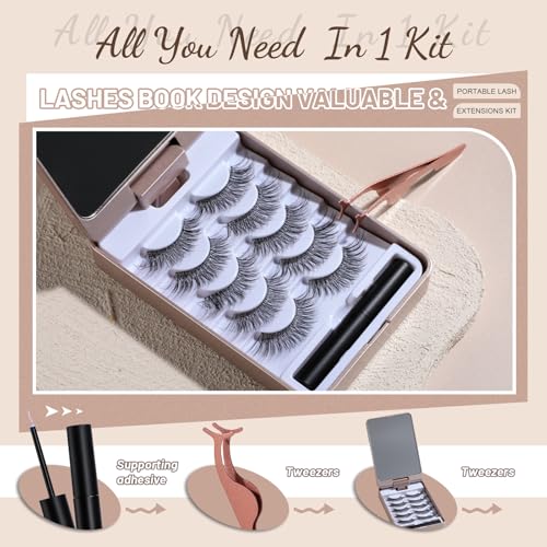 BS-MALL False Eyelashes ? Wispy Lashes 100% Handmade Natural Look, Reusable & Durable, Includes 5X Magnifying Mirror and Application Kit (Style03)