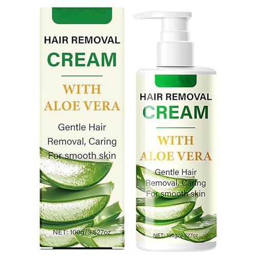 Hair Removal Cream for Men & Women, Aloe Vera Facial Depilatory Cream for Upper Lip, Chin, Arm, Leg, and Bikini, Face Hair Remover for Body Sensitive Skin, Gentle and Soothing 3.52 FL.OZ