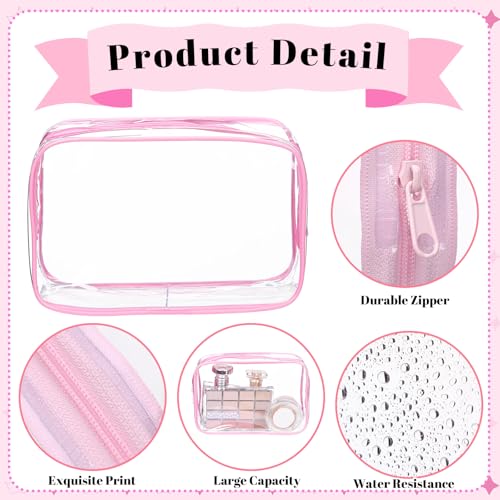 15 Pcs Clear Makeup Bag with Zipper PVC Toiletry Bag Portable Waterproof Make up Pouches Clear Makeup Case Organizer for Women Travel Toiletries Bathroom Organizing (Pink and Purple)