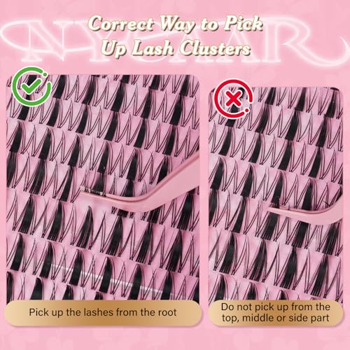 Fairy Lash Clusters Kit Spiky Manga Lash Clusters D Curl 144Pcs 8-18mm Lash Extension Kit Wispy Invisible Band Lashes Kit with Bond and Seal,Remover,Applicators DIY at Home(Fairy)