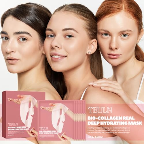 Bio-Collagen Face Mask, 8 Pack Real Deep Hydrating Collagen Overnight Mask, Pore Minimizing, Elasticity Improvement, Face Masks Skincare, Facial Sheet Masks for Skin care and Moisturizing.