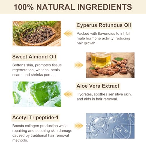 Cyperus Rotundus Oil, Natural for Hair Removal, Moisturizing Soothing Oil, Balances Skin Tone, Reduces Body Hair Growth, Sensitive Skin, Full Body, Shrink Pores, 60ml/2.02fl.oz