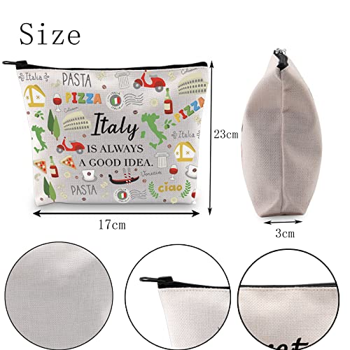 POFULL Italy Theme Gift Italy Is Always A Good Idea Cosmetic Bag Italy Bachelorette Trip Gift (Italy Is Always Cosmetic Bag)