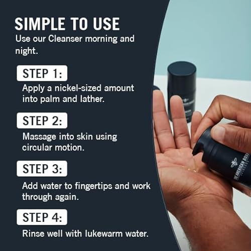 Mens Daily Face Wash Cleanser, Deep Cleaning, Does Not Strip Skin, Gets Rid of Grime, Beats Breakouts, Refreshing Skin Hydration, Facial Cleanser for Men, For All Skin Types