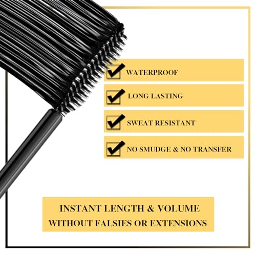 Mascara Black Waterproof Set Volume and Length | Vegan & Cruelty Free | Holiday Gift for Beauty Lovers