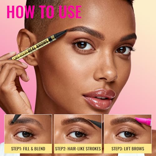 Vevivia Eyebrow Pen - Eyebrow Gel Clear, Dual-Ended Eye Brow Pencils for Women with 4-Fork-Tip and Precise Brush-Tip for Natural Hair-Like Strokes, Last All Day Eyebrow Pencil, Light Brown