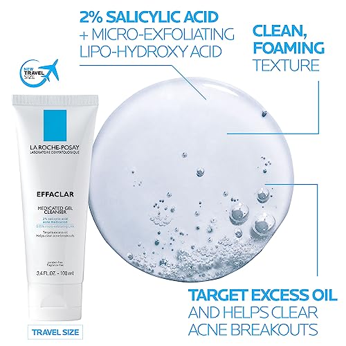 La Roche-Posay Acne Skin Care Set, Toleriane Double Repair Matte Moisturizer 75ml & Effaclar Medicated Gel Cleasner 100ml, Gel Moisturizer with Niacinamide & Acne Cleasner with Salicylic Acid