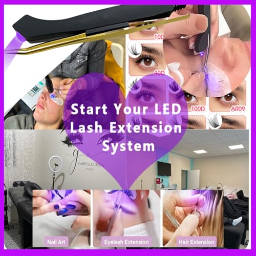 Uv Lash Lamp with Foot Pedal Portable Eyelash Extension Lamp Uv Eyelash Extension Curing Lamp for Nails Art, Uv Lash Light for Eyelash Extension Light with Tweezers for Beauty Salon