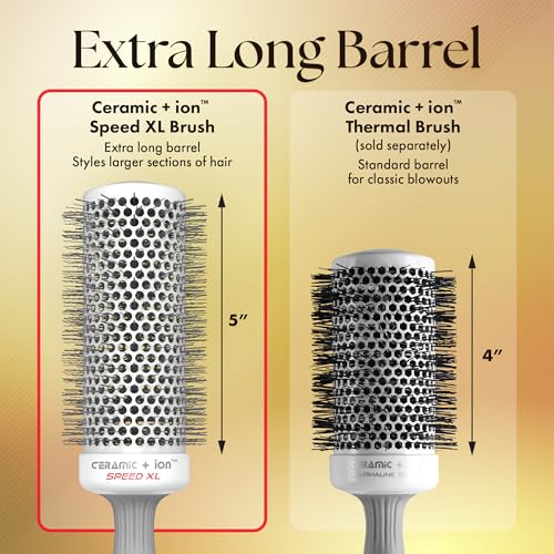 Olivia Garden Ceramic + Ion Speed XL - Extra-Long Round Thermal Hair Brush - Not Electrical - Professional Blowout Brush for Normal to Thick Hair