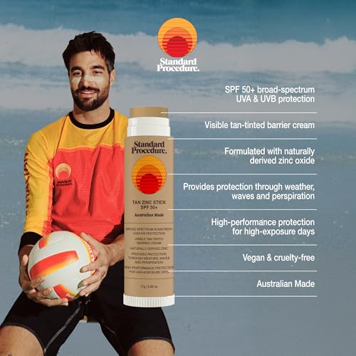 Standard Procedure - Zinc Sunscreen Stick - Zinc Based SPF 50+ Sunscreen - Broad Spectrum Sunscreen Stick - Provides UVA/UVB Protection - Australian Sunscreen Made w/Naturally-Derived Zinc