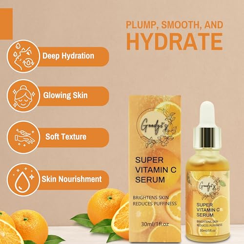 GOODY 2'S Vitamin C Serum for Face | Hydrating & Wrinkle Reduction Formula | Brightens Skin, Reduces Fine Lines & Improves Elasticity | 1 fl oz