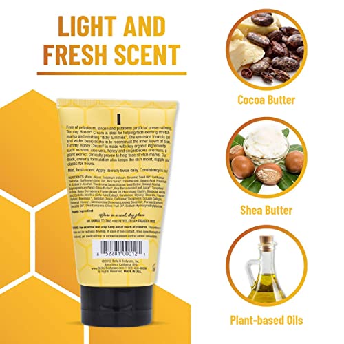 BELLA B NATURALS Tummy Honey Cream 4oz - Bella B Tummy Cream For Fading Stretch Marks - Pregnancy Cream To Prevent Stretch Marks - Stretch Marks Cream For Pregnancy - Pregnancy Stretch Mark Prevention