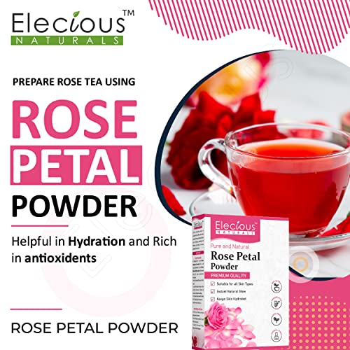 Pure Rose Petals Powder for Face, Skin and Hair Chemical-Free, Preservative Free, Non-GMO, No Artificial Color Added Moisturizes Dry Hair Cells 200gm