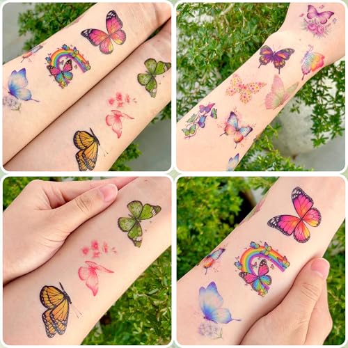 96PCS Butterfly Temporary Tattoos Stickers - Butterfly Themed Party Favors Party Decorations Accessories Supplies Gift Idea For Kids Teens Adult Women Classroom Prizes Rewards Pre-Cut