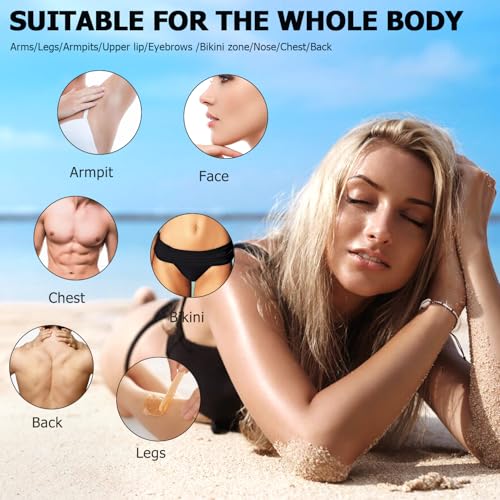 Non-Stick Hair Removal Wax Warmer with Adjustable Temperature - Large Professional Double Pot for Salon and Home Use, Includes 100 Wax Sticks