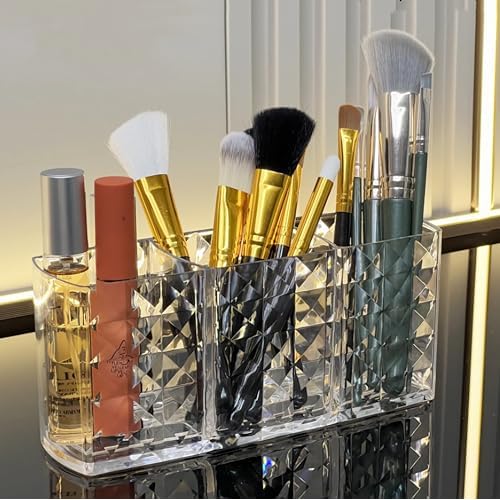 Bling Sparkling rhinestone Five-Piece Makeup Brush Set-Complete Beauty Tool Kit for Flawless Makeup Application (Silver)