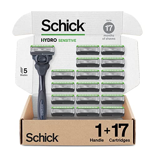 Schick Hydro Sensitive Razor for Men ? Razor for Men Sensitive Skin with 17 Razor Blades & Schick Hydro Silk Sensitive Skin Razor for Women With 5 Moisturizing Razor Blade Refills