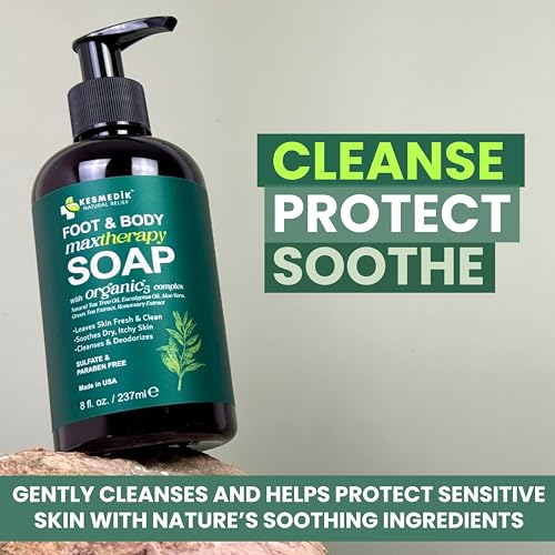 Tea Tree Oil Soap Body Wash with Peppermint for Foot & Body, Antifungal & Antibacterial Support Cleanser, Helps Soothe Ringworm, Athlete¡¯s Foot, Jock Itch, Acne & Body Odors
