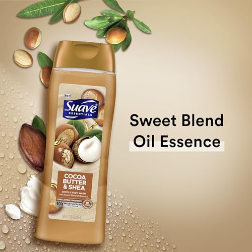 Suave Body Wash Variety 2-Pack, Milk & Honey + Cocoa Butter & Shea ? Gentle Body Washes with Sweet Blend Oil Essence, 18 Oz Ea